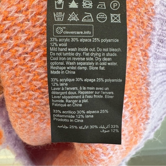 NWT All Saints Tiga Mohair Wool Blend V Neck Sweater in Lilac Orange XS - Picture 7 of 8